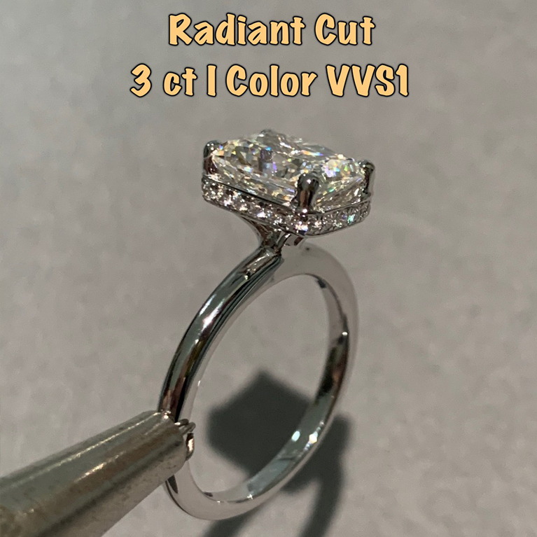 เเหวนเพชร Radiant Cut  3 กะรัต น้ำ 95 ( I Color)  VVS1